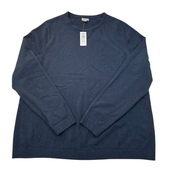 L.L. Bean NWT Women's Classic 100% Cashmere Crewneck Sweater True Navy Size 2X - Picture 4 of 8